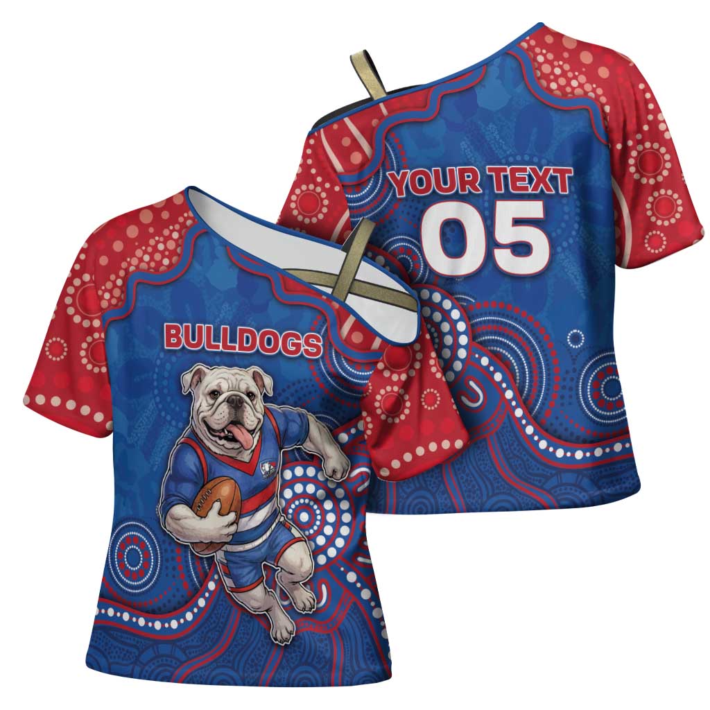 Custom Bulldogs Football Cross Shoulder Shirt Aboriginal Dot Art Pattern
