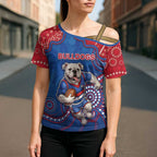 Custom Bulldogs Football Cross Shoulder Shirt Aboriginal Dot Art Pattern
