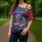 Custom Bulldogs Football Cross Shoulder Shirt Aboriginal Dot Art Pattern