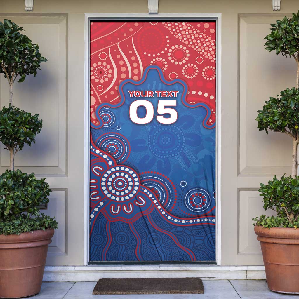 Custom Bulldogs Football Door Cover Aboriginal Dot Art Pattern