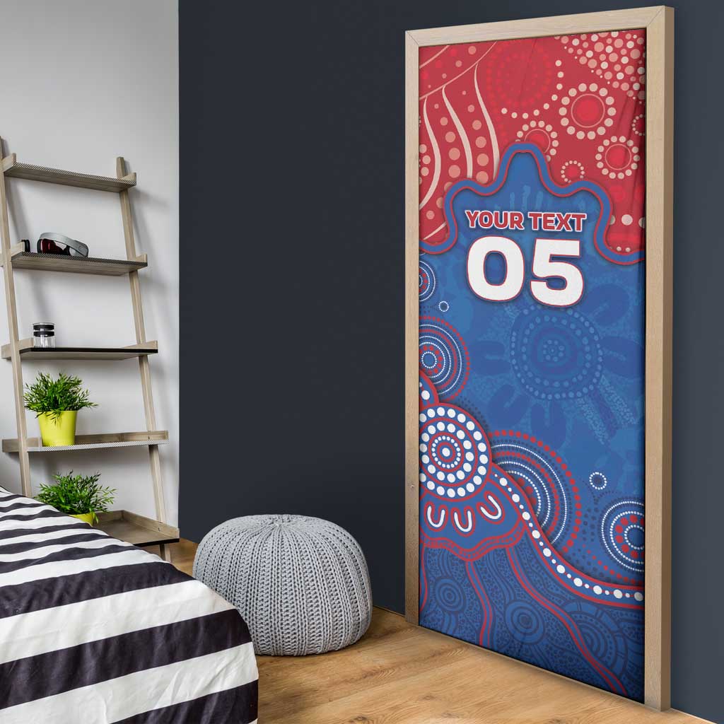Custom Bulldogs Football Door Cover Aboriginal Dot Art Pattern