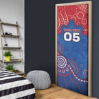 Custom Bulldogs Football Door Cover Aboriginal Dot Art Pattern