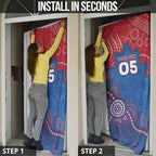 Custom Bulldogs Football Door Cover Aboriginal Dot Art Pattern