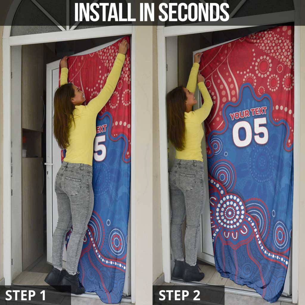 Custom Bulldogs Football Door Cover Aboriginal Dot Art Pattern
