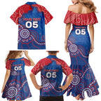 Custom Bulldogs Football Family Matching Mermaid Dress and Hawaiian Shirt Aboriginal Dot Art Pattern