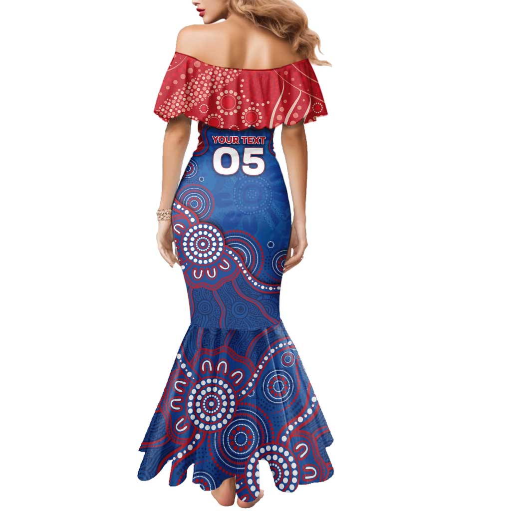 Custom Bulldogs Football Family Matching Mermaid Dress and Hawaiian Shirt Aboriginal Dot Art Pattern