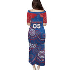 Custom Bulldogs Football Family Matching Puletasi and Hawaiian Shirt Aboriginal Dot Art Pattern