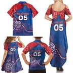 Custom Bulldogs Football Family Matching Summer Maxi Dress and Hawaiian Shirt Aboriginal Dot Art Pattern