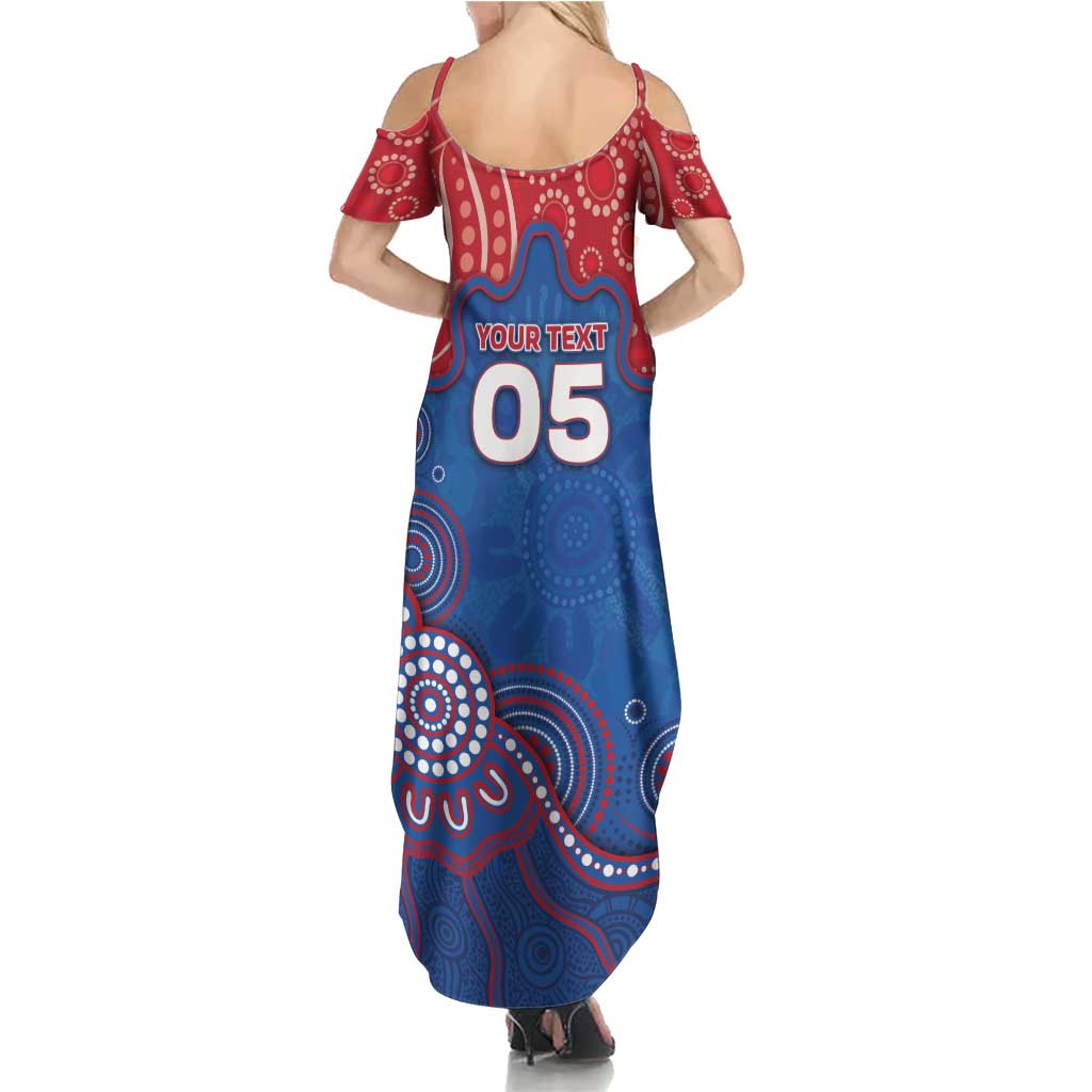 Custom Bulldogs Football Family Matching Summer Maxi Dress and Hawaiian Shirt Aboriginal Dot Art Pattern
