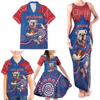 Custom Bulldogs Football Family Matching Tank Maxi Dress and Hawaiian Shirt Aboriginal Dot Art Pattern