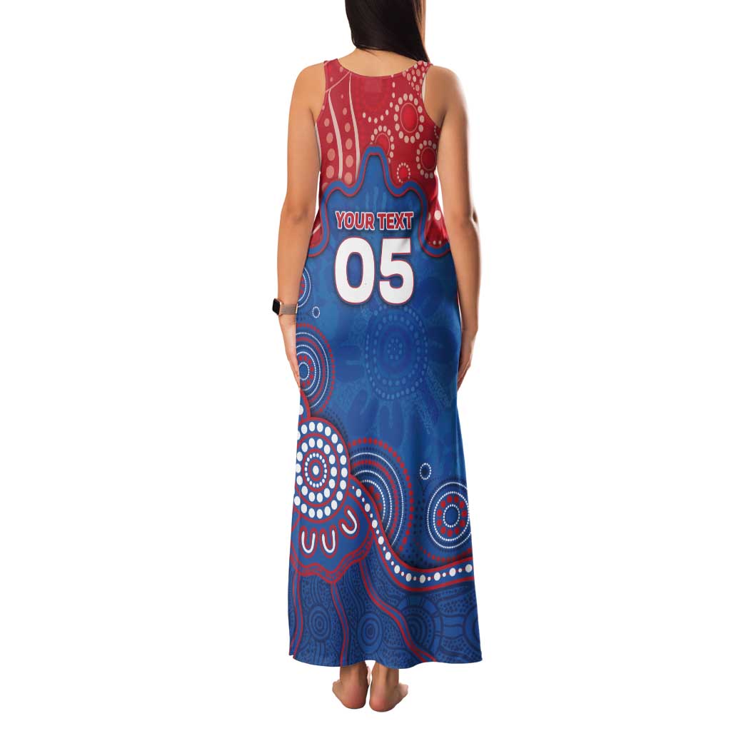 Custom Bulldogs Football Family Matching Tank Maxi Dress and Hawaiian Shirt Aboriginal Dot Art Pattern