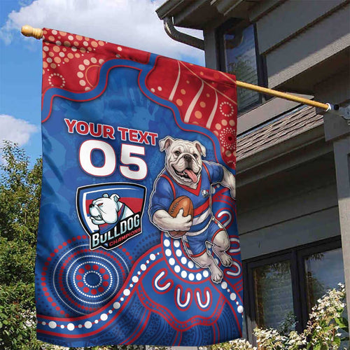 Custom Bulldogs Football Garden Flag Aboriginal Dot Art Pattern