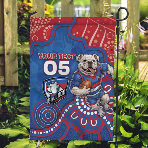 Custom Bulldogs Football Garden Flag Aboriginal Dot Art Pattern
