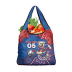 Custom Bulldogs Football Grocery Bag Aboriginal Dot Art Pattern