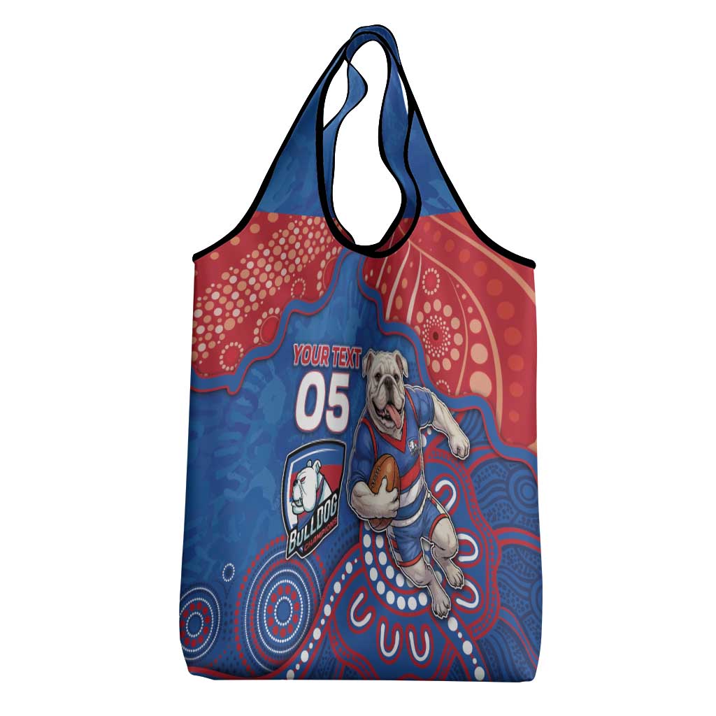 Custom Bulldogs Football Grocery Bag Aboriginal Dot Art Pattern