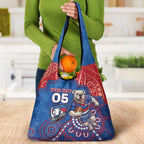 Custom Bulldogs Football Grocery Bag Aboriginal Dot Art Pattern