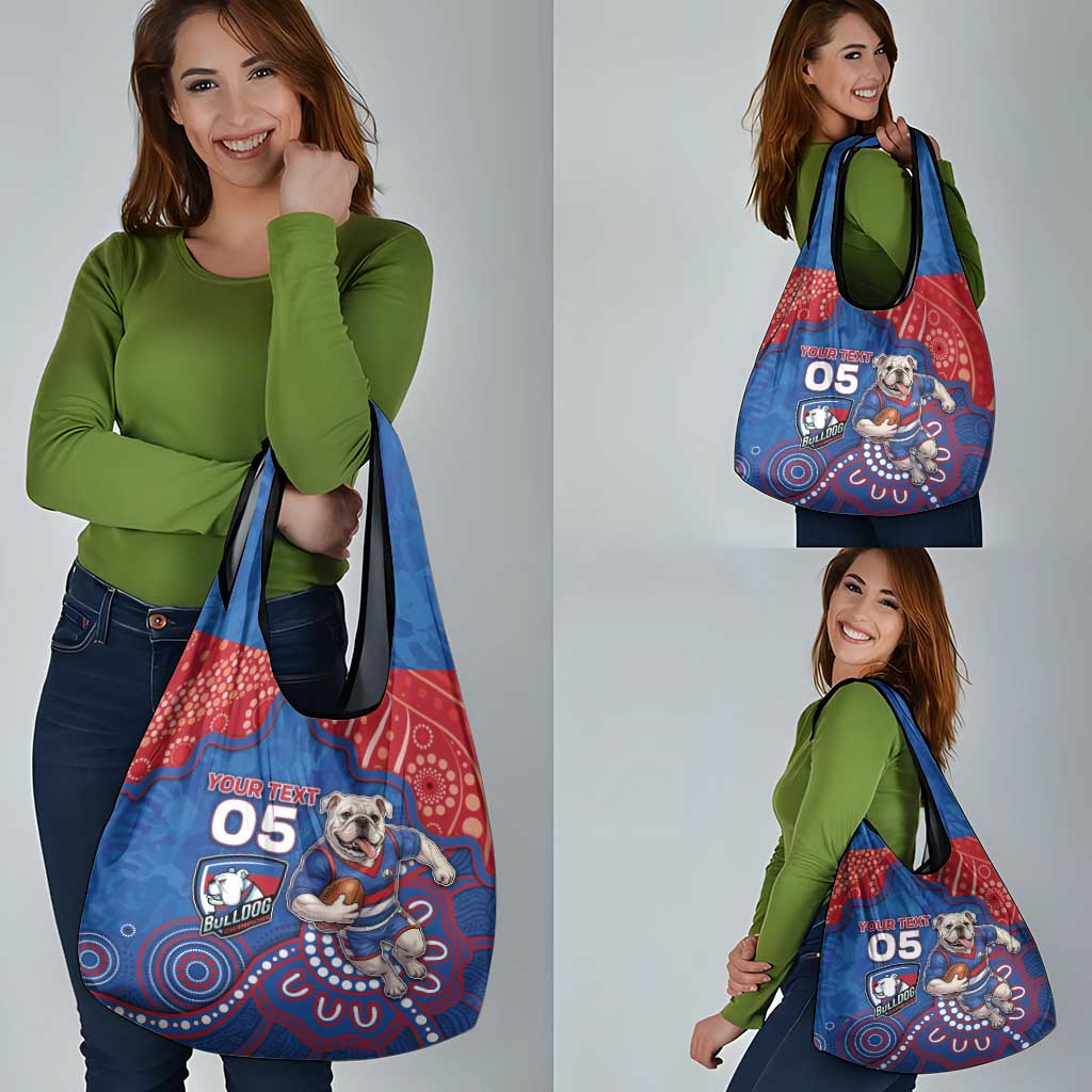 Custom Bulldogs Football Grocery Bag Aboriginal Dot Art Pattern
