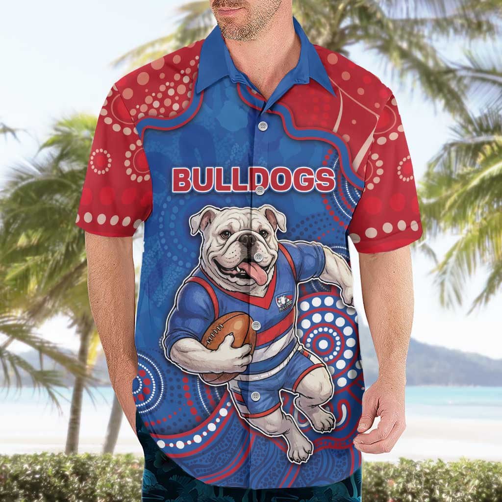 Custom Bulldogs Football Hawaiian Shirt Aboriginal Dot Art Pattern