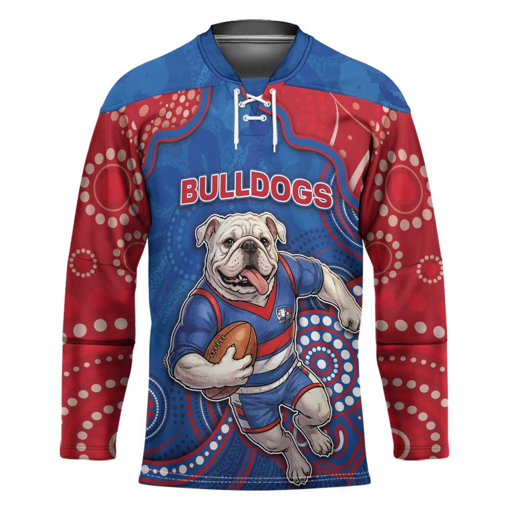 Custom Bulldogs Football Hockey Jersey Aboriginal Dot Art Pattern