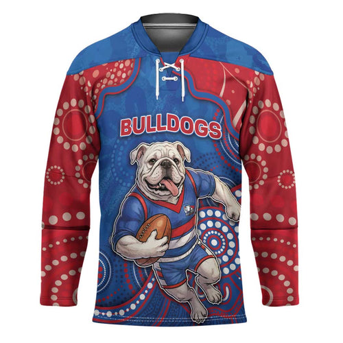 Custom Bulldogs Football Hockey Jersey Aboriginal Dot Art Pattern