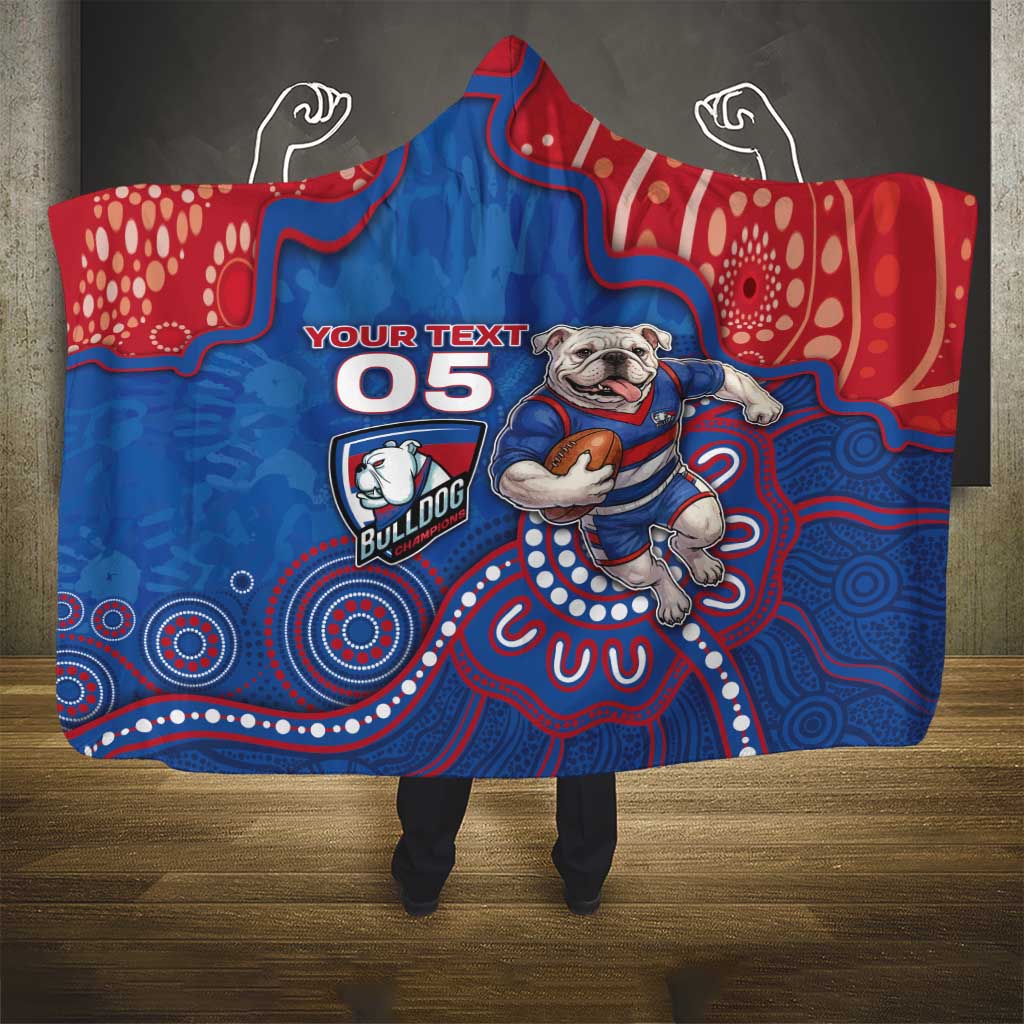 Custom Bulldogs Football Hooded Blanket Aboriginal Dot Art Pattern