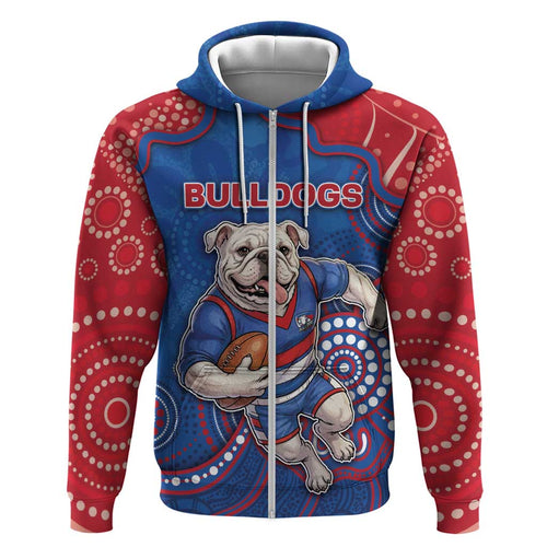 Custom Bulldogs Football Hoodie Aboriginal Dot Art Pattern