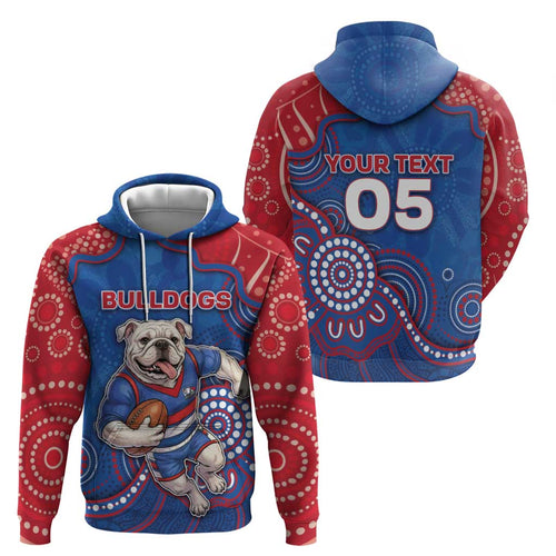 Custom Bulldogs Football Hoodie Aboriginal Dot Art Pattern
