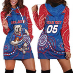 Custom Bulldogs Football Hoodie Dress Aboriginal Dot Art Pattern