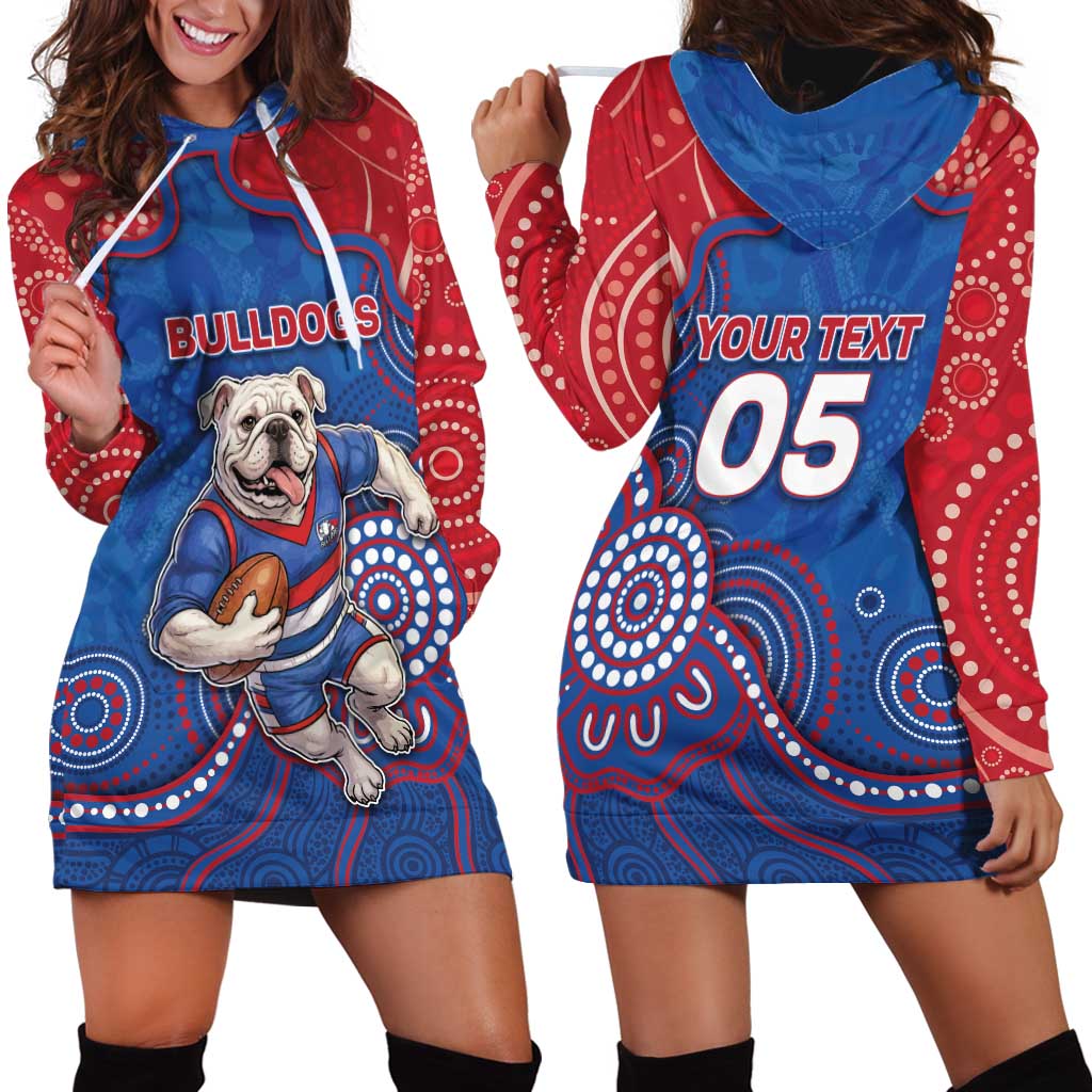 Custom Bulldogs Football Hoodie Dress Aboriginal Dot Art Pattern