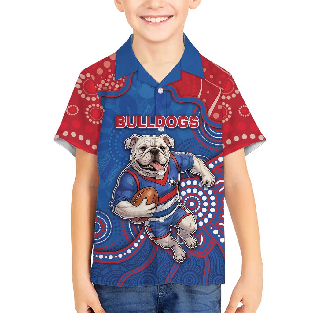 Custom Bulldogs Football Kid Hawaiian Shirt Aboriginal Dot Art Pattern