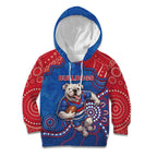 Custom Bulldogs Football Kid Hoodie Aboriginal Dot Art Pattern