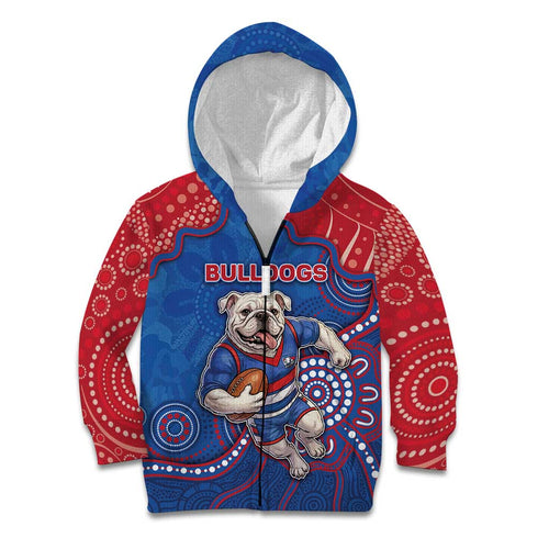 Custom Bulldogs Football Kid Hoodie Aboriginal Dot Art Pattern