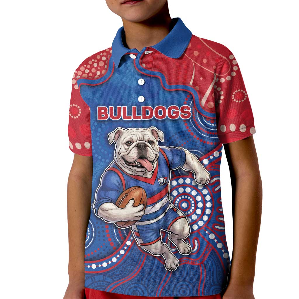 Custom Bulldogs Football Kid Polo Shirt Aboriginal Dot Art Pattern