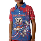 Custom Bulldogs Football Kid Polo Shirt Aboriginal Dot Art Pattern