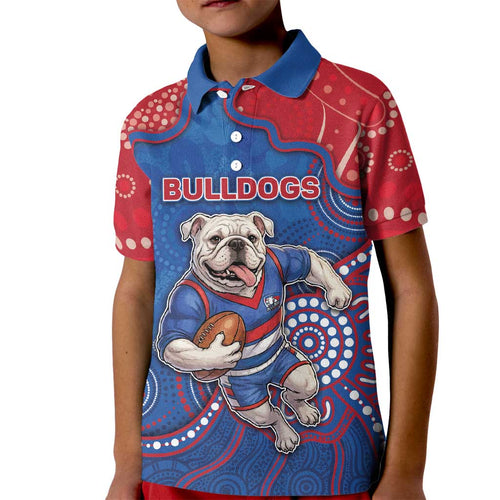 Custom Bulldogs Football Kid Polo Shirt Aboriginal Dot Art Pattern