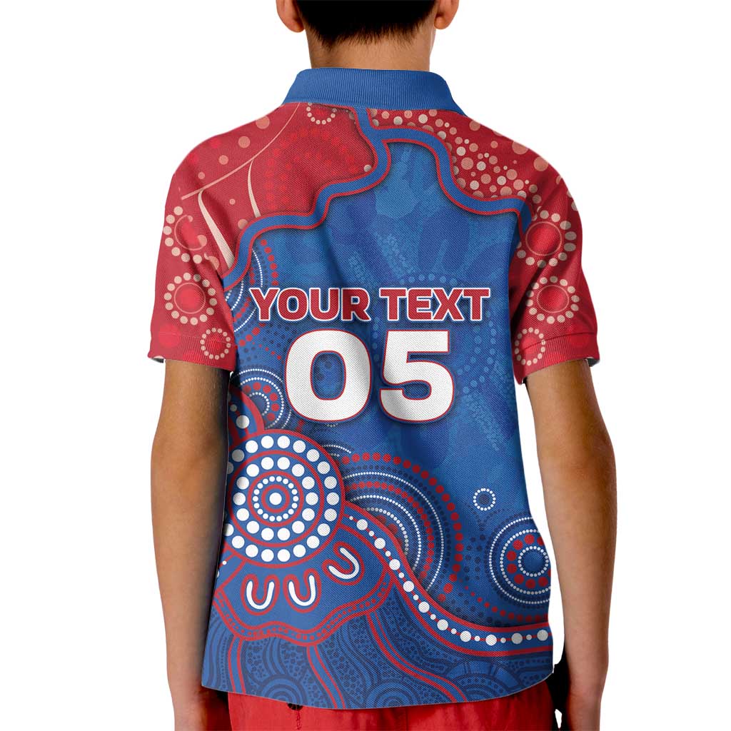 Custom Bulldogs Football Kid Polo Shirt Aboriginal Dot Art Pattern