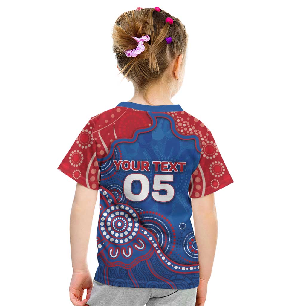 Custom Bulldogs Football Kid T Shirt Aboriginal Dot Art Pattern