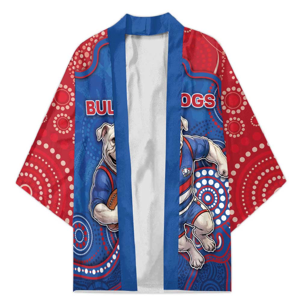 Custom Bulldogs Football Kimono Aboriginal Dot Art Pattern