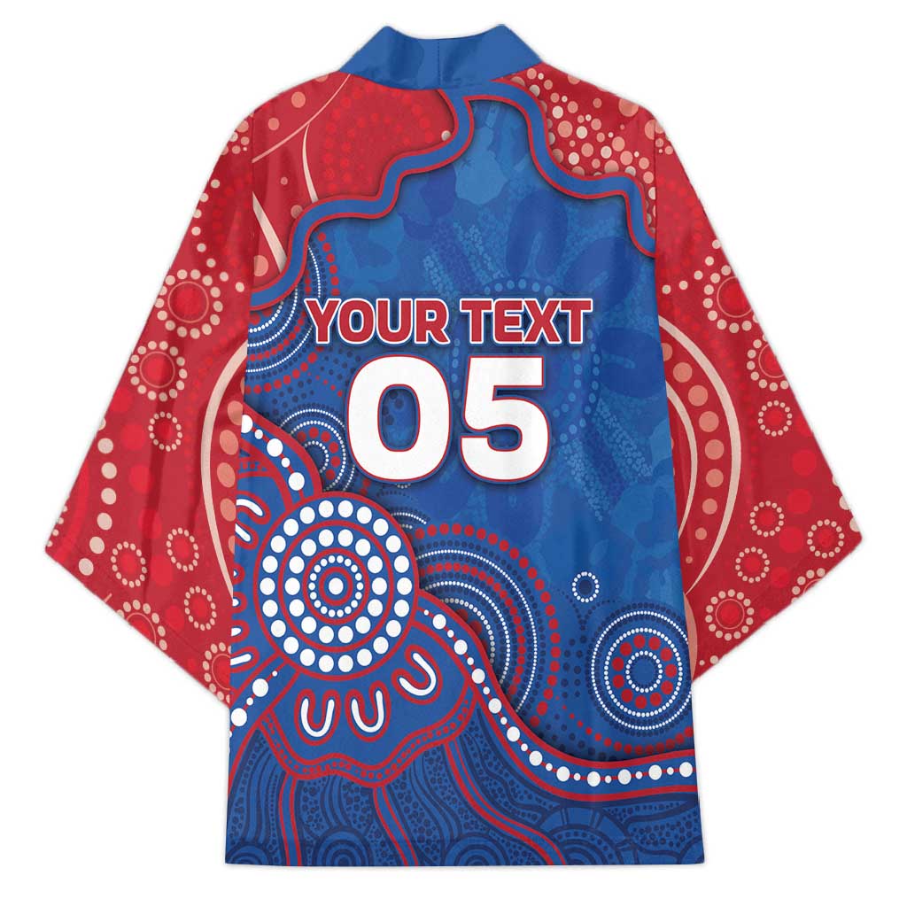 Custom Bulldogs Football Kimono Aboriginal Dot Art Pattern