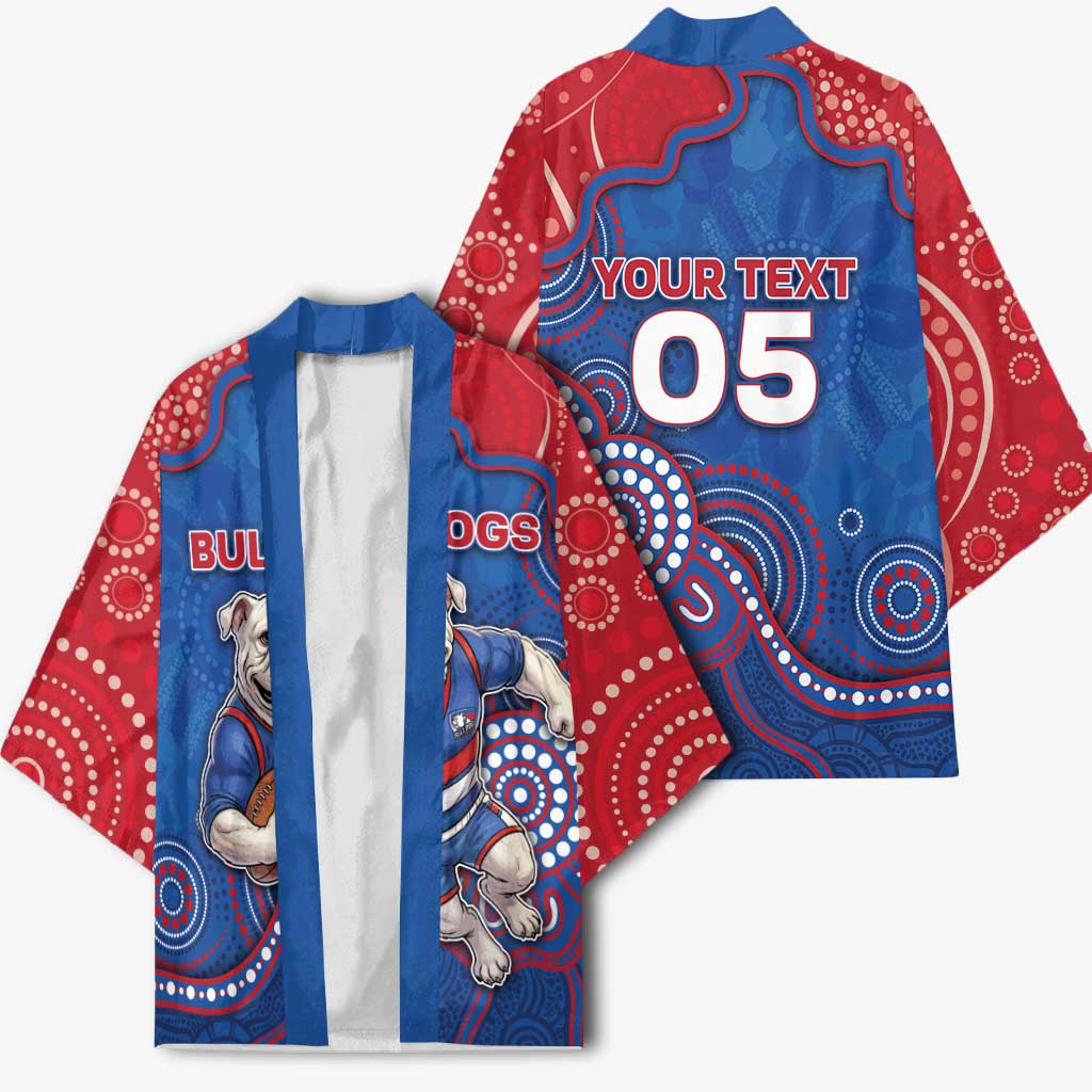 Custom Bulldogs Football Kimono Aboriginal Dot Art Pattern