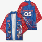 Custom Bulldogs Football Kimono Aboriginal Dot Art Pattern