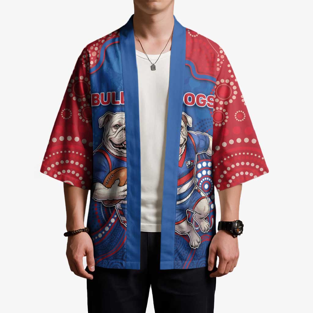 Custom Bulldogs Football Kimono Aboriginal Dot Art Pattern