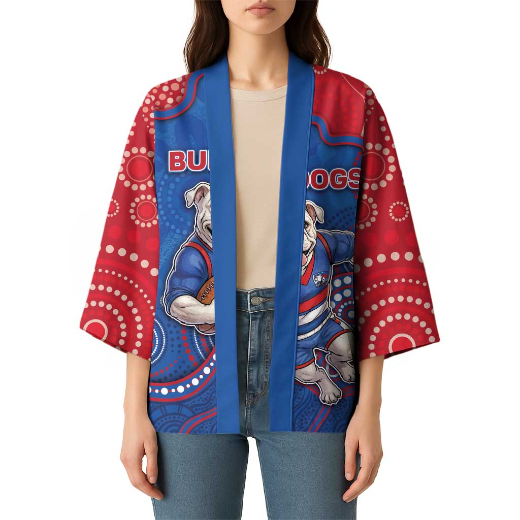 Custom Bulldogs Football Kimono Aboriginal Dot Art Pattern