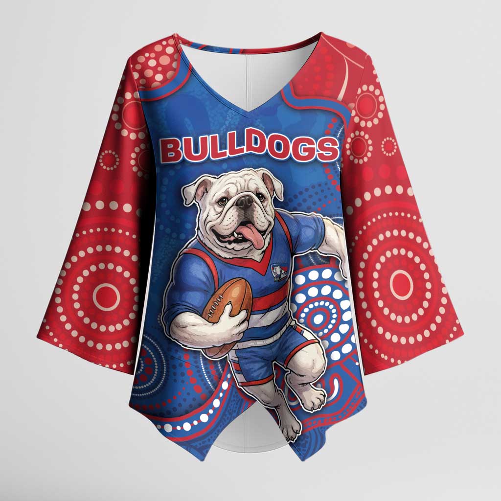 Custom Bulldogs Football Kimono Sleeve Blouse Aboriginal Dot Art Pattern