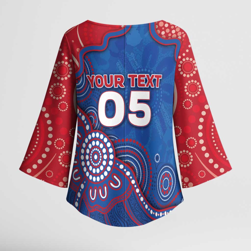 Custom Bulldogs Football Kimono Sleeve Blouse Aboriginal Dot Art Pattern