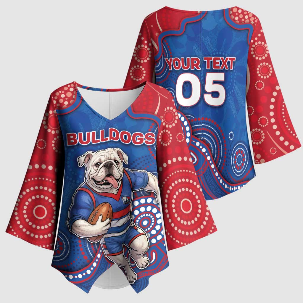 Custom Bulldogs Football Kimono Sleeve Blouse Aboriginal Dot Art Pattern