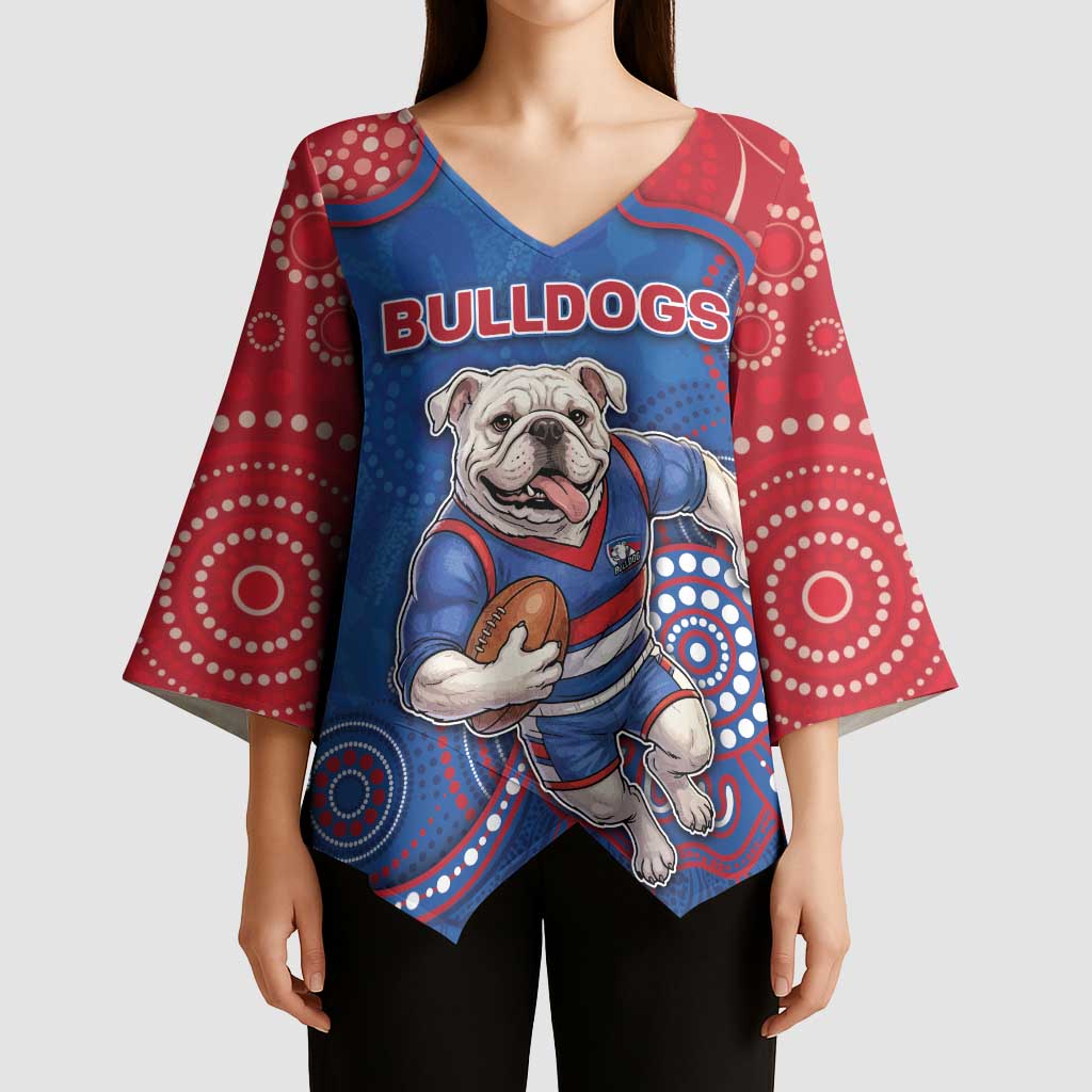 Custom Bulldogs Football Kimono Sleeve Blouse Aboriginal Dot Art Pattern