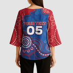 Custom Bulldogs Football Kimono Sleeve Blouse Aboriginal Dot Art Pattern