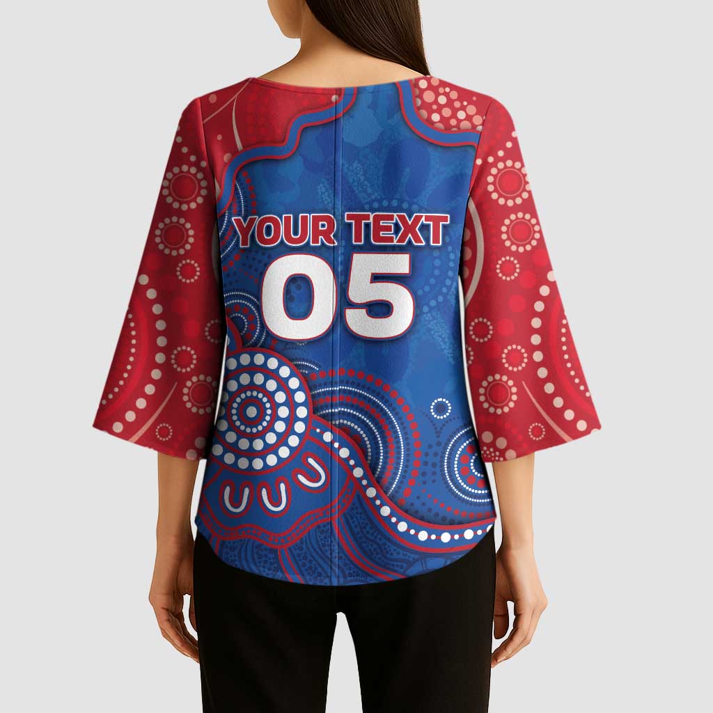 Custom Bulldogs Football Kimono Sleeve Blouse Aboriginal Dot Art Pattern