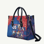 Custom Bulldogs Football Leather Bag Aboriginal Dot Art Pattern